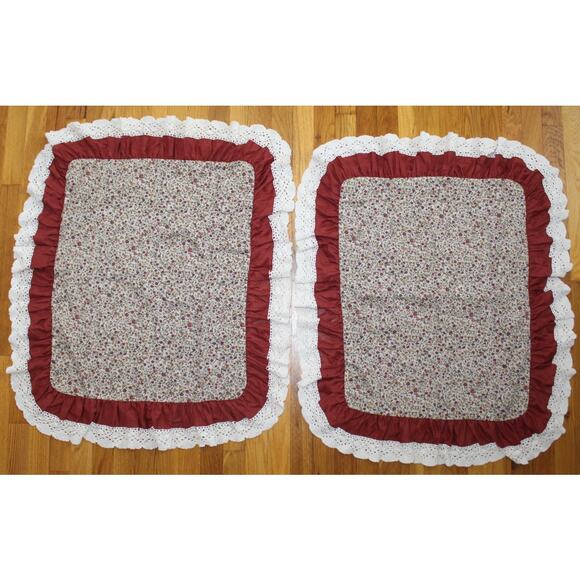 VTG 80s JCPenney Brown Floral Lace Comforter Dust Ruffle Shams 4 PC Set Queen - Picture 13 of 14